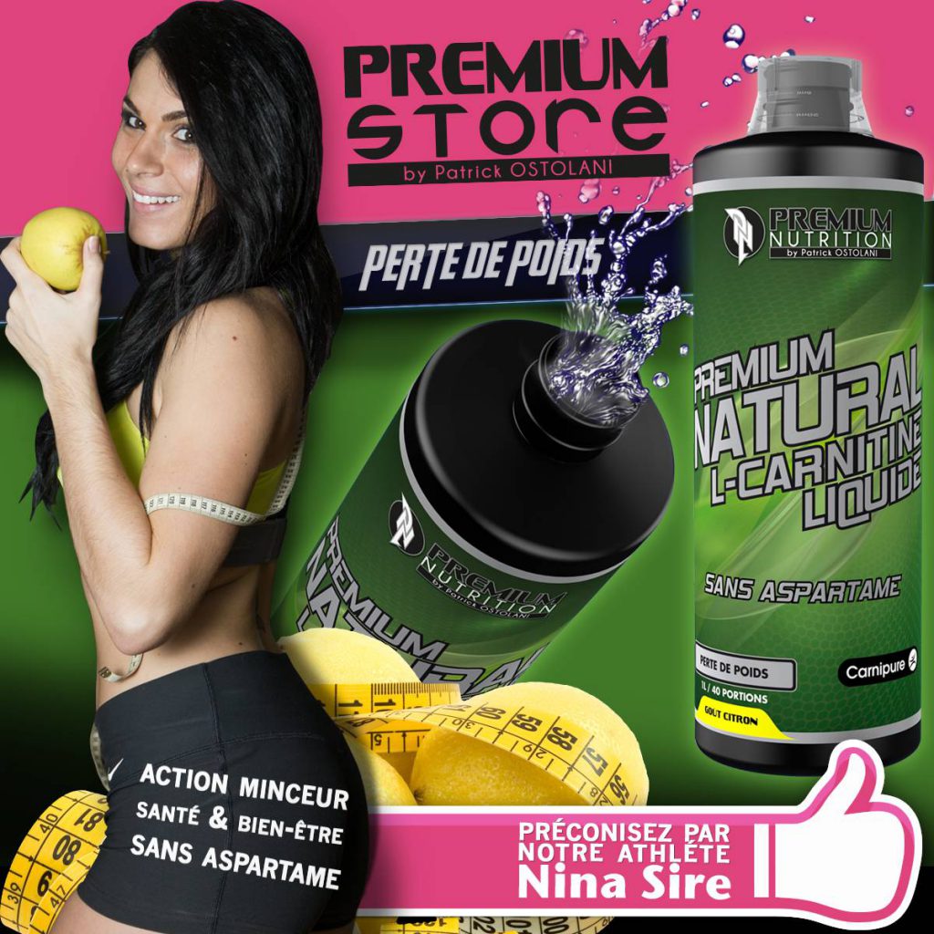 Composition 3D et 2D, affiche marketing “perte de poids” pour Premium Nutrition.